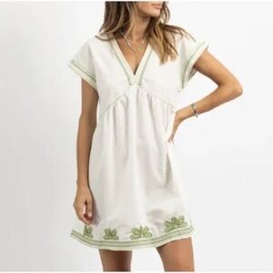 Zara Cream and Tan Textured mini dress